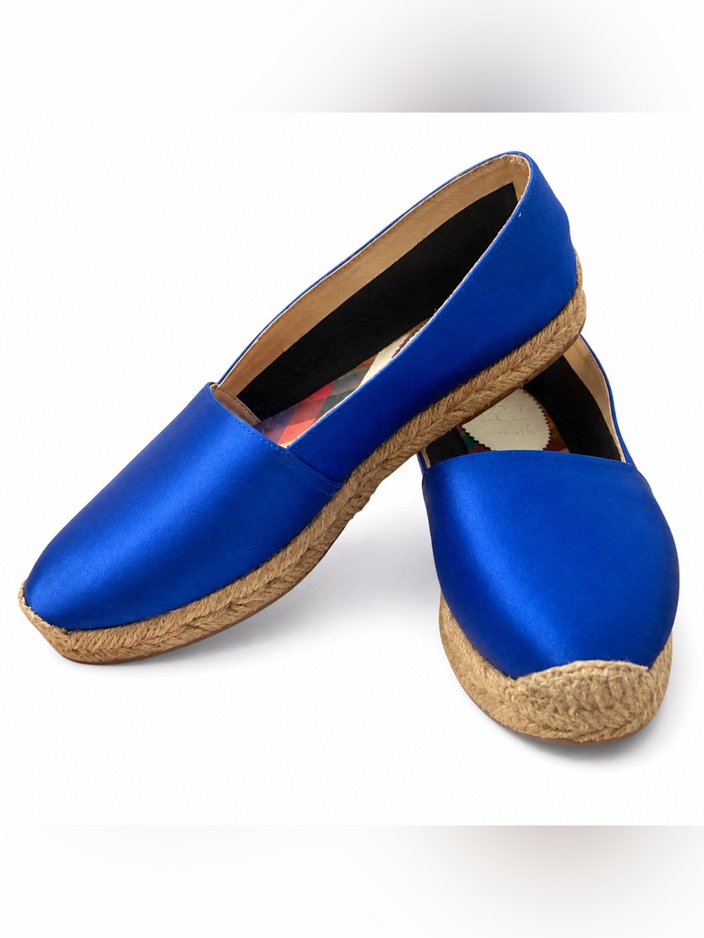 Christian Louboutin Blue Satin Espadrille Flats | Size 37
